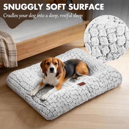 Dog Bed Crate Pad Plush Dog Crate Mat for Small Medium Large Dogs Soft Dog Bed Anti Slip Fulffy Comfy Kennel Pad - color: White, size: Medium 30"x20"