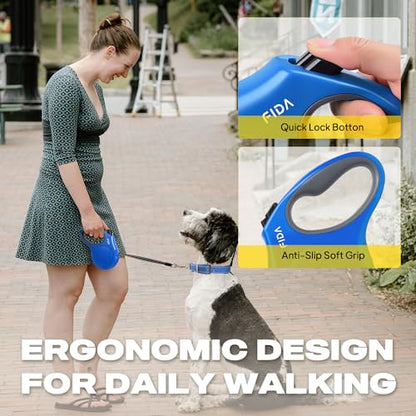 Fida Retractable Dog Leash, X-Small Breed, 10 ft Durable Pet Walking Leash for Extra Small Dogs/Cats/Small Animals up to 18 lbs, 360 Tangle Free, Blue - color: Blue, size: X-Small