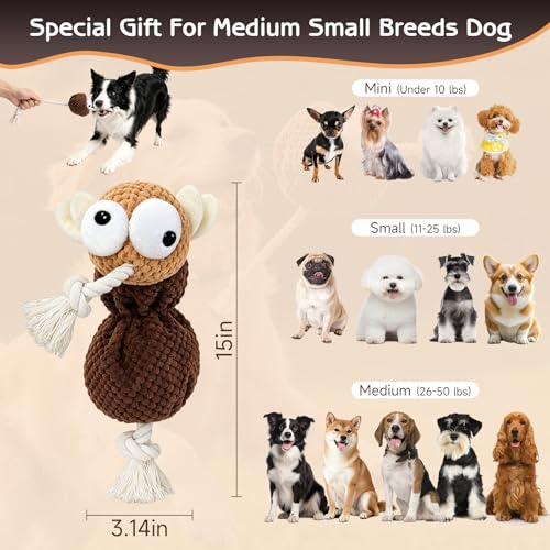 Yipetor Squeaky Dog Toy, [Mosquito Miss] Soft Plush Puppy Toys for Anxiety Relief, Durable Cotton Rope Teeth Clean Interactive Dog Toy to Keep Medium Small Dog Busy - Boredom Dogs Best Birthday Gift - color: Mosquito