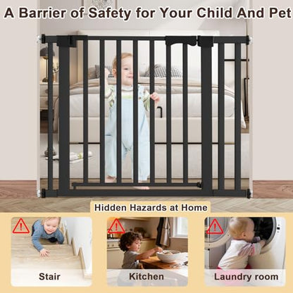 30-41 Inch Extra Wide Outdoor Baby Gate/Dog Gate, Indoor Pet Gate for Doorways, Hallways and Stairs No Drilling, Auto Close, Pressure Mounted Safety gate for Babies,Pets, Black - size: Black 30-40inches wide