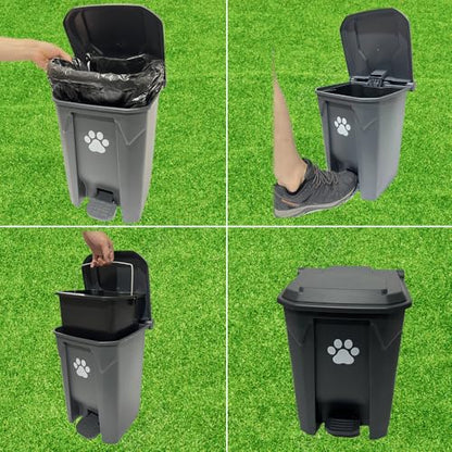 Dog Poop Trash Can Outside 20L with Waste Bags Outdoor Dog Poop Trash Can for Backyard with Lid Odorless Waterproof Foot Pedal and Removable Inner Bucket