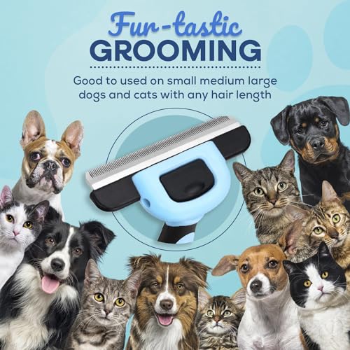 Sinko Deshedding Tool for Dogs & Cats, Pet Grooming Brush, Skin Friendly, Effectively Reduces Shedding by up to 95% for Short Medium Long Pet Hair (Blue)