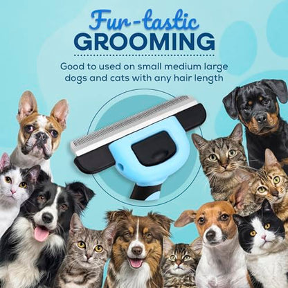 Sinko Deshedding Tool for Dogs & Cats, Pet Grooming Brush, Skin Friendly, Effectively Reduces Shedding by up to 95% for Short Medium Long Pet Hair (Blue)