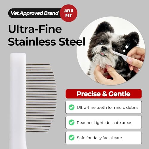 JAYU PET Facial Grooming Comb | Dog Eye Combs, Stress-free Eye Gunk Remover for Dogs & Cats, Pet Facial Brush, Cat Grooming Kit - size: 1ea