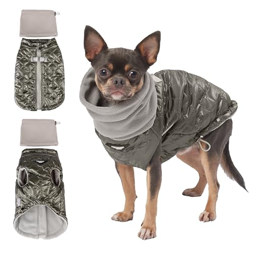 Adjustable Waterproof Dog Winter Coat with Reflective Strips, Insulated Fleece Lined Harness Hole Jacket for Cold Weather & Snow (Gray, XX-Large) - color: Gray, size: XXL:Chest 22'' , Length: 15.7''