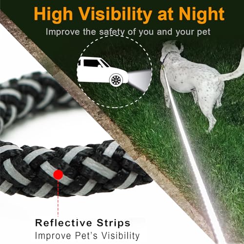 2/3/4/6/10 Foot Reflective Dog Leash Strong Nylon Rope Braided Heavy Duty for Large and Medium Small Dogs Walking Training Leads (Black, 3ft * 1/2") - color: Black, size: 3ft * 1/2"