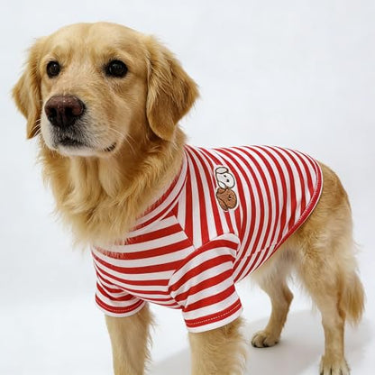 Turtleneck Dog Shirt Cute Doggie Embroidery Super Soft Dog Sweatshirt Stretchy Striped Puppy Pullover for Cats Small Medium Large Dogs (Red Striped, 6X-Large) - color: Red Striped, size: 6X-Large
