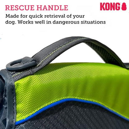 KONG HydroPro Dog Flotation Life Jacket Vest, Swimming Float Aid with Safety Handle, Adjustable Comfortable Durable Preserver High Buoyancy Coat (X-Large) - size: X-Large