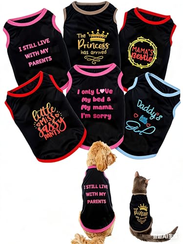 6 Packs Breathable Dog T Shirt, Quick Dry Sun Protection Dog T-Shirts, Summer Cool Puppy Clothes for Female Dogs Girl - color: Cute, size: Large (8.8-13.2lb)