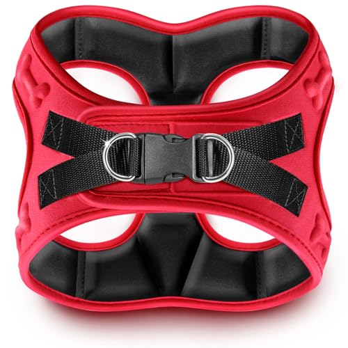 Comfort fit Step-in Dog & Puppy Harness - Comfortable All Weather Dog Vest Harness: Adjustable, Soft Padded, Easy to Put-on for Small, Medium-Sized Dogs. - color: Red, size: XXXS (Chest 10"-12")