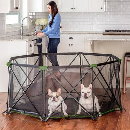 Carlson Portable Dog Playpen 62” x 26”, 8-Panel Foldable Pet Play Pen, Indoor & Outdoor Puppy Playpen, Green/Black - size: 8 Panel