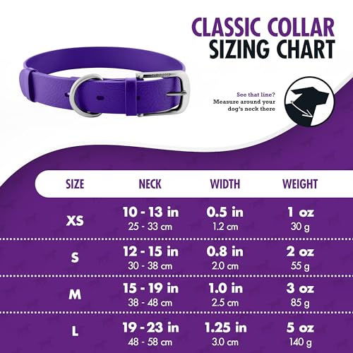 Tuff Pupper Classic Heavy Duty Dog Collar | 10x Stronger Than Leather | 100% Waterproof & Odor Proof Dog Collar | Tough Rust-Proof All Metal Hardware - color: Royal Purple