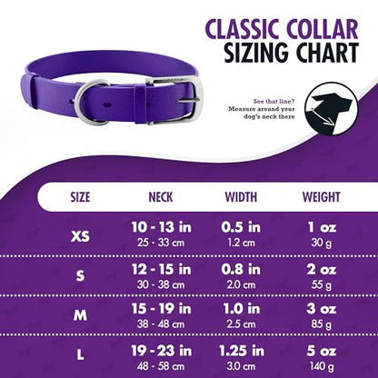 Tuff Pupper Classic Heavy Duty Dog Collar | 10x Stronger Than Leather | 100% Waterproof & Odor Proof Dog Collar | Tough Rust-Proof All Metal Hardware - color: Royal Purple