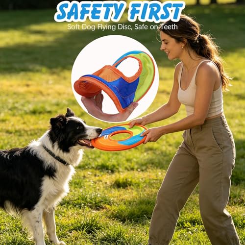 EXPAWLORER Flying Disc Dog Toy, Durable Outdoor Interactive Fetch Flyer, Lightweight Water-Floating Pet Toys, Safe Gentle on Teeth for Medium Large Breeds, Perfect for Beach Pool Play & Training