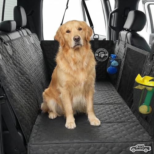 Back Seat Extender for Dogs, PU Leather Hard Bottom Truck Dog Seat Cover for Back Seat, Waterproof Pet Hammock Bed for Car with Side Flap, High Barrier Truck Pet Back Seat Covers - size: For Full Size Truck