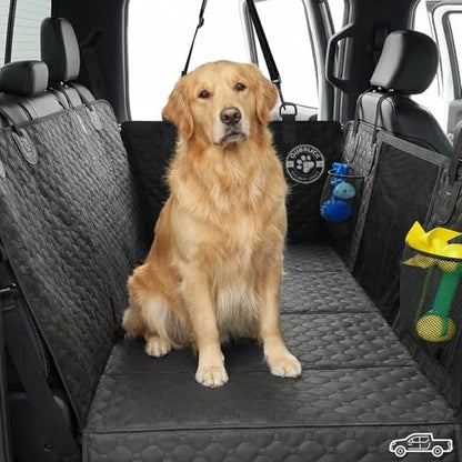 Back Seat Extender for Dogs, PU Leather Hard Bottom Truck Dog Seat Cover for Back Seat, Waterproof Pet Hammock Bed for Car with Side Flap, High Barrier Truck Pet Back Seat Covers - size: For Full Size Truck