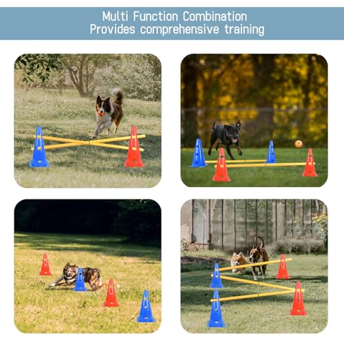 TNZMART Dog Agility Hurdle Cones Pet Jump Training Set Dog Agility Course Backyard Set Adjustable Obstacle Training Set (Mix, 6 Sets) - color: Mix