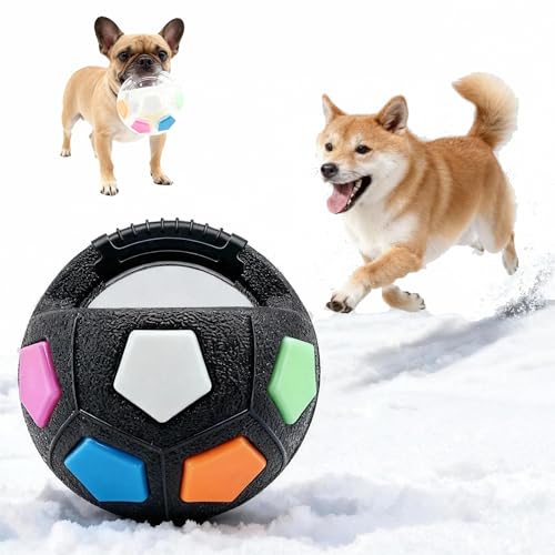 Dog Toy Ball TPR Interactive Football 5 Inch Durable Chew Resistant Fetch Toy Heavy Duty Rolling & Bouncing Play for Medium Large Dogs, Chew Toy for Dental Health & Energy Release (Black01) - color: Black01