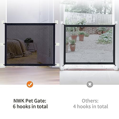 NWK Magic Dog Gate for Stairs Pet Gate for The House Providing a Safe Enclosure for Pets to Play and Rest, 6 Hooks Design (50'' X 30'') - size: 50'' X 30''