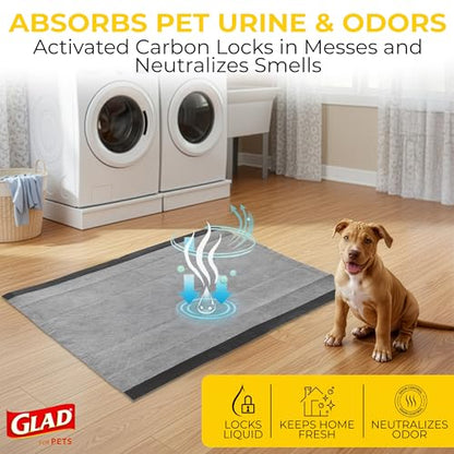 Glad for Pets Extra Large Charcoal Dog Training Pads, Absorbent Leak Proof Pee Pads for Dogs and Puppies, Odor Control Potty Pads with Activated Carbon, 28 x 30 Inches, 50 Count - 4 Pack - size: 50 Count (Pack of 4)