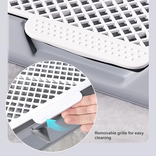 SUNGOOYUE Dog Potty Tray Portable PP Puppy Training Toilet 21.3 X 17.7 X 5.1 in Detachable Washable with Wall Mesh Design for Small Dogs Indoor Use (Gray)