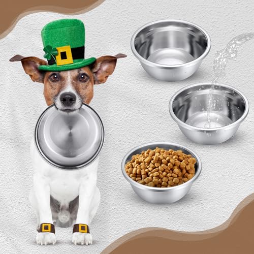Ziliny 10 Pcs 8 Cup Metal Dog Bowls Stainless Steel Thickened Food Bowls Travel Kennel Food and Water Dish for Medium Large Size Dogs Cats, 64 Oz, Dishwasher Safe