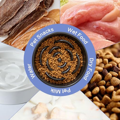 8.25'' Ceramic Slow Feeder Dog Bowls - Petal Shape Modern Dog Food Dish for Medium and Large Breeds, Puzzle Maze Bowl to Slow Down Eating, Anti-Gulping, Dishwasher & Microwave Safe, Black - color: Black, size: 8.25 inch