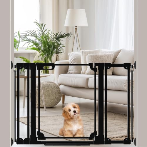 WAOWAO Clear Baby Gate for Stairs Modern Design Acrylic Auto Close Pet Gate, 29.52-47.24" Wide Safety Baby Gate for Doorways,Black Clear Dog Gates Indoor,Hallways,Kitchen - color: Black, size: 29.52-47.24"
