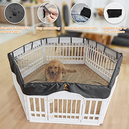 PJYuCien Dog Playpen Mesh Top Cover, Fits 36 Inch 6 Panels Regular Hexagonal Plastic Exercise Pet Pen, Adhesive Tape Connections, Black (Note: Cover Only, Fence Not Included) - style: Black Cover, 36"Width, Black ( Adhesive Tape Connections )