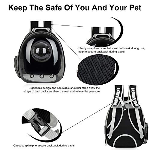 AJY Black Cat Carrier Dog Carrier Backpack, Pet Carrier Back Pack Pack for Small Medium Cat Puppy Doggie, Dog Body Carrying Bag Travel Space Capsule for Travel, Hiking, Walking & Outdoor Use