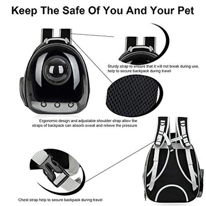 AJY Black Cat Carrier Dog Carrier Backpack, Pet Carrier Back Pack Pack for Small Medium Cat Puppy Doggie, Dog Body Carrying Bag Travel Space Capsule for Travel, Hiking, Walking & Outdoor Use