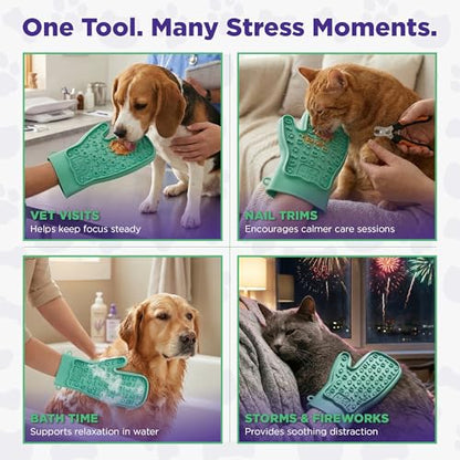 Lixy Pet LickMitt – Dual-Sided Calming & Grooming Mitt for Dogs and Cats – Human-Held Silicone Treat Mitt for Anxiety Relief, Bonding & Shedding – BPA-Free, Food-Grade, Easy Clean – Green - color: Green