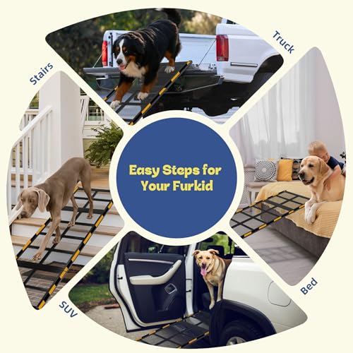 Dog Ramp for Car & Truck & SUV & Stairs - Joint-Friendly, Anti-Slip, Gentle Slope，Extra Wide & Stable, Up to 200 lbs - size: Up to 200 lbs (Car)