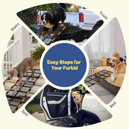 Dog Ramp for Car & Truck & SUV & Stairs - Joint-Friendly, Anti-Slip, Gentle Slope，Extra Wide & Stable, Up to 200 lbs - size: Up to 200 lbs (Car)