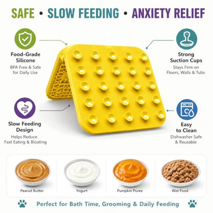 Dog Lick Mat with Suction Cups, Silicone Slow Feeder for Dogs & Cats, Anxiety Relief Lick Pad, Peanut Butter Mat for Bathing, Grooming, Nail Trimming & Training(1Pack Blue) - color: Blue