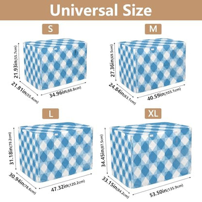 Bohemia Europe Gingham Pattern Blue Metal Dog Crate Cover Pets Kennel Covers Roller Shades - size: X-Large