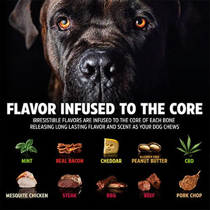 Pet Qwerks Pigs Ear BarkBone - Nylon Dog Bone for Aggressive Chewers - Bacon Flavor - 6" (Pack of 3) - size: 1 Count (Pack of 3)
