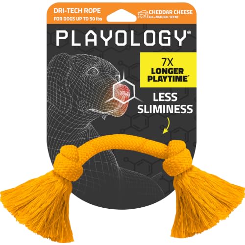 Playology Dog Toys | Dri-Tech Rope Tug of War Dog Toy for Tough Chewers | Cheddar Cheese Scented Medium Tug Rope Toys for Dogs - size: Medium, style: Cheddar Cheese