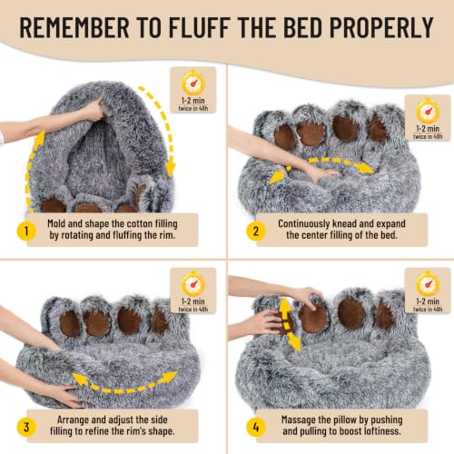 Round Plush Calming Donut Dog & Cat Bed | Calming Design, Donut Shape - color: Grey, size: XXX-Large