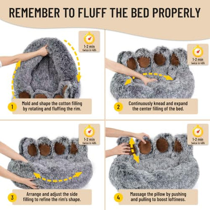 Round Plush Calming Donut Dog & Cat Bed | Calming Design, Donut Shape - color: Grey, size: XXX-Large
