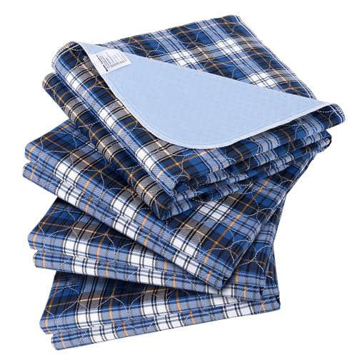 Washable Bed Pads, Non-Slip Bed Pads for Incontinence (34" x 36", 4 Pack) - Waterproof and Reusable Underpads for Adults, Kids, and Pets - color: Blue, size: 34" x 36" | 4 Pack