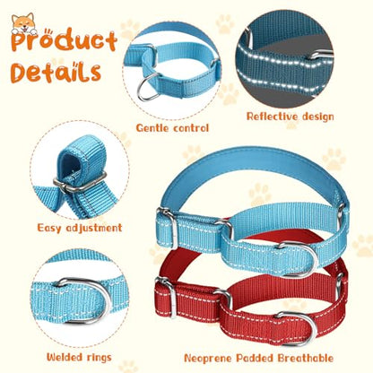 12 Pcs Martingale Collar for Medium Dogs Adjustable Pet Training Collar Reflective Dog Collar with Durable Metal Buckle Heavy Duty Nylon No Pull Martingale Collar for Small Medium Large Dogs, Large