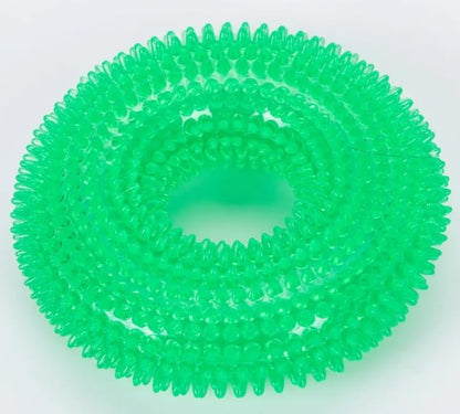 Interactive Dog Chew Ring Toy with Sound, Dental Cleaning, Durable Textured Surface (Green, Small) - color: Green, size: Small