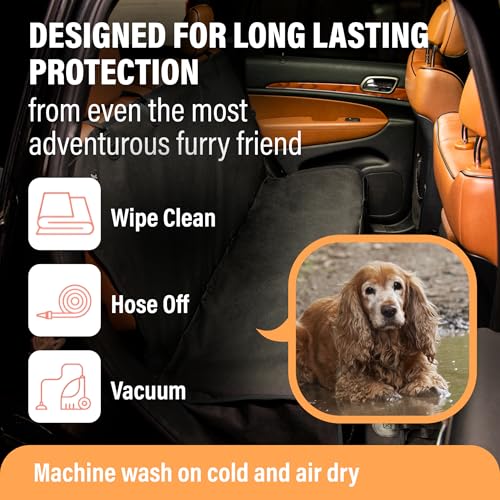 Active Pets Waterproof Hammock Standard Car Seat Cover, Fits Sedans Hatchbacks Crossovers Coupes Compact Vehicles, Secure Convertible Travel Bed Protects Backseat Cargo from Dogs, Black w/Blue Trim - color: Blue, size: Standard