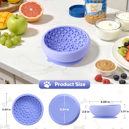 Dog Lick Bowl Slow Feeder with Slanted Anti-Spill Design, Extra-Thick Bite-Resistant Rim, Strong Suction Base, Freezer Safe for Frozen Treats — A Cleaner Alternative to Lick Mats for Dogs (Light Blue) - color: Light Blue