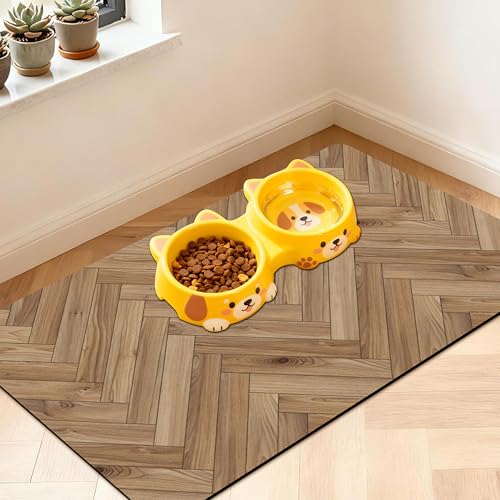 Pet Feeding Mat for Floors Waterproof Dog Mat for Food and Water Absorbent Quick Dry Non Slip mat for Cat Bowls - color: Wooden, size: 20"L x 12"W