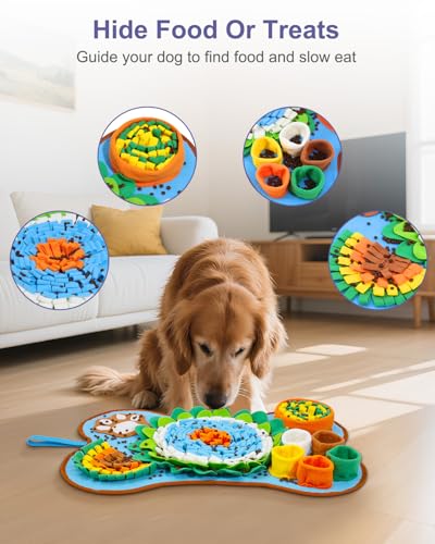 Snuffle Mat for Dogs, Pet Sniffing Pad for Medium & Small Dogs, 25 x 17 in, Slow Feeder Dog Treat Mat for Training & Stress Relief, Improves Sniffing Abilities, Non-Slip Bottom, Easy to Clean - size: 25*17in