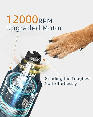 6-Speed Dog Nail Grinder& 5 Grinding Heads Super Quiet (45 db)Pet Nail grinder with 2 LED Lights 12000RPM & 3 Grinding Ports with Dust Cap Dog Nail Trimmer for Large Medium Small Dogs - size: Blue+5 Heads