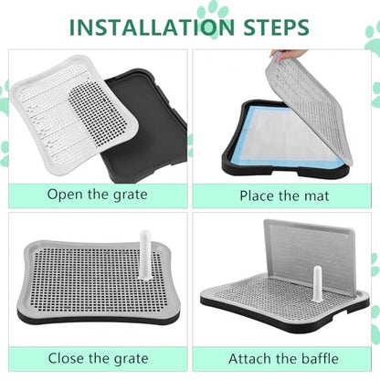 Dog Potty Tray with High Wall, 20.8x14.96 Indoor Pet Pee Pad Holder,Puppy Training Holder,Bathroom Dog Litter Box, Pet Toilet for Small and Medium Dogs,Housebreaking Supplies, Pet Products - color: black