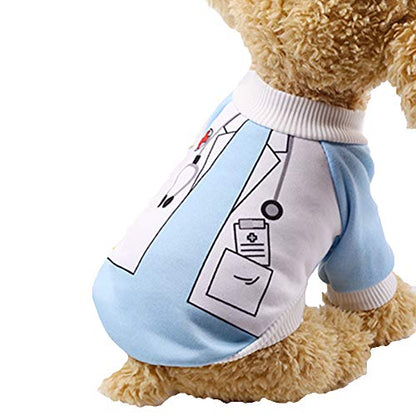 SEIS 2 Legs Dog Doctor Costume Halloween Party Pet Nurse Cloth Fleece Funny Cat Cosplay Winter Hoodies for Small Mediumn Dogs Cats (Doctor, M) - size: Medium